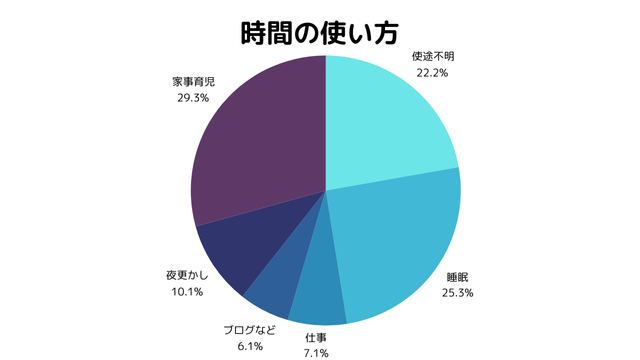 みぞの時間の使い方を示す円グラフ